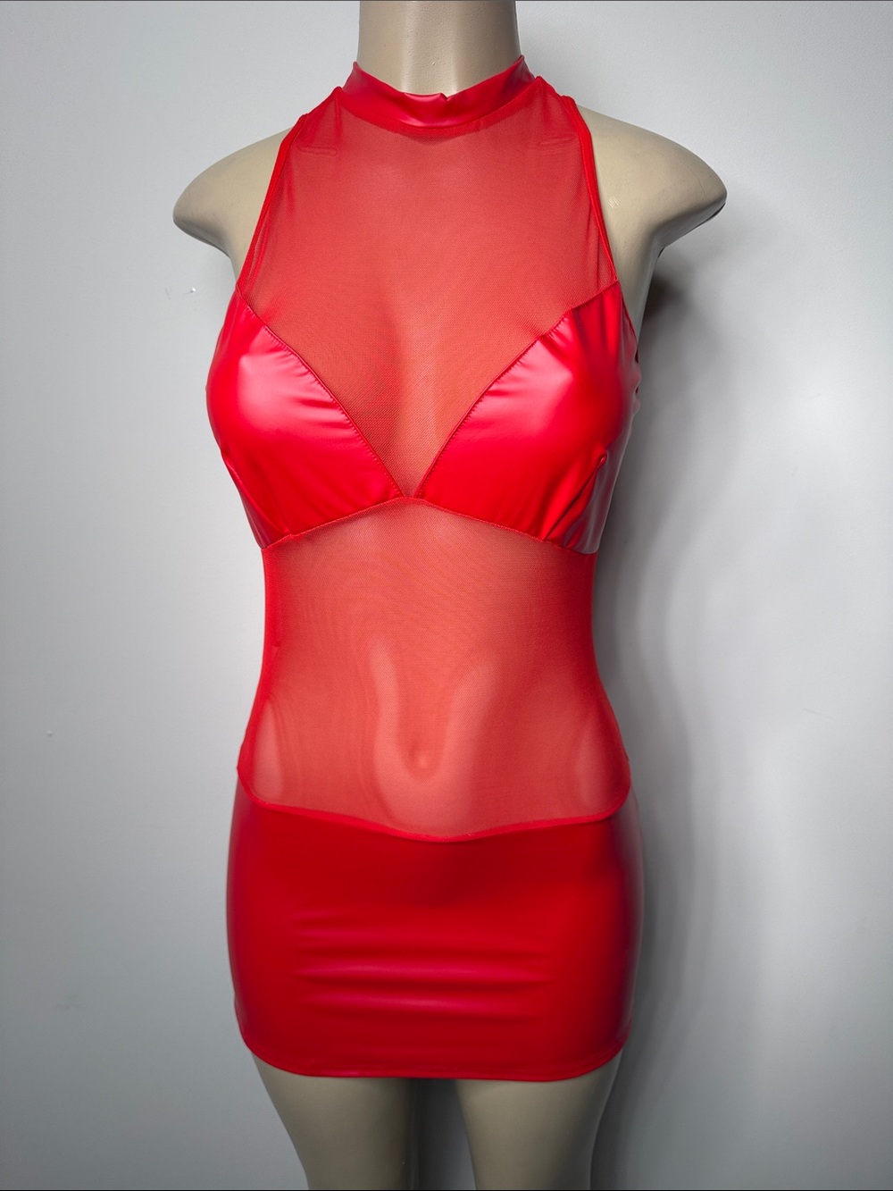 Red Sheer Panel Mini Dress – Women Intimates & Sleepwear